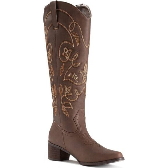 ⭐ IUV Women's Cowboy Boots | Western Pointy Toe Mid-Calf Cowgirl Boots - Picture 2 of 7